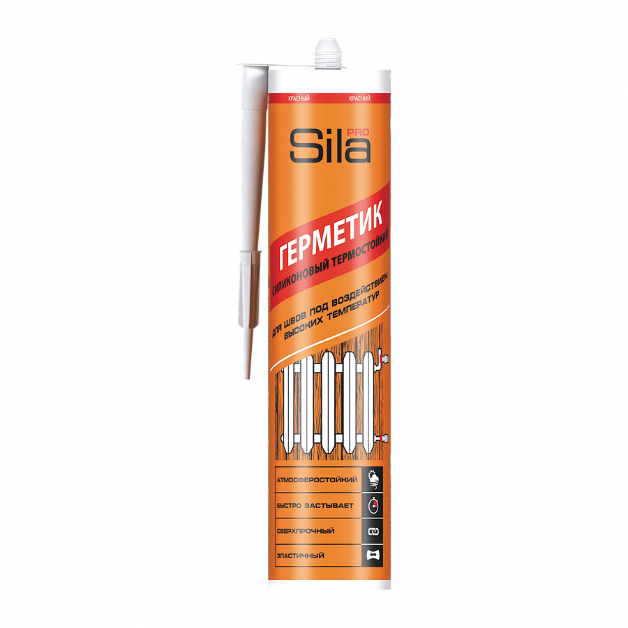 Sila PRO Max Sealant, High Temp, силиконовый герметик термостойкий, красный, 280 мл. 12 шт в уп